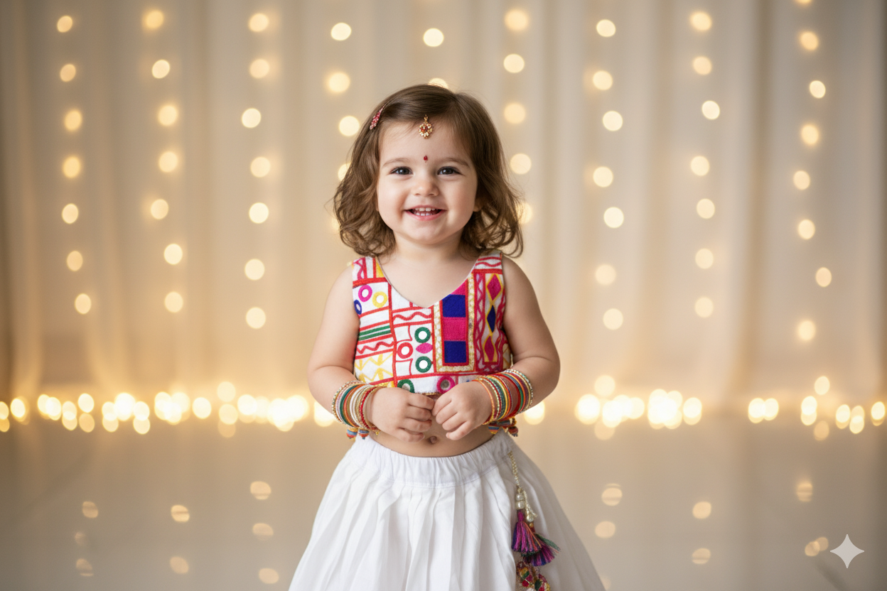 Navratri Lehenga Choli Set - White - Image 2