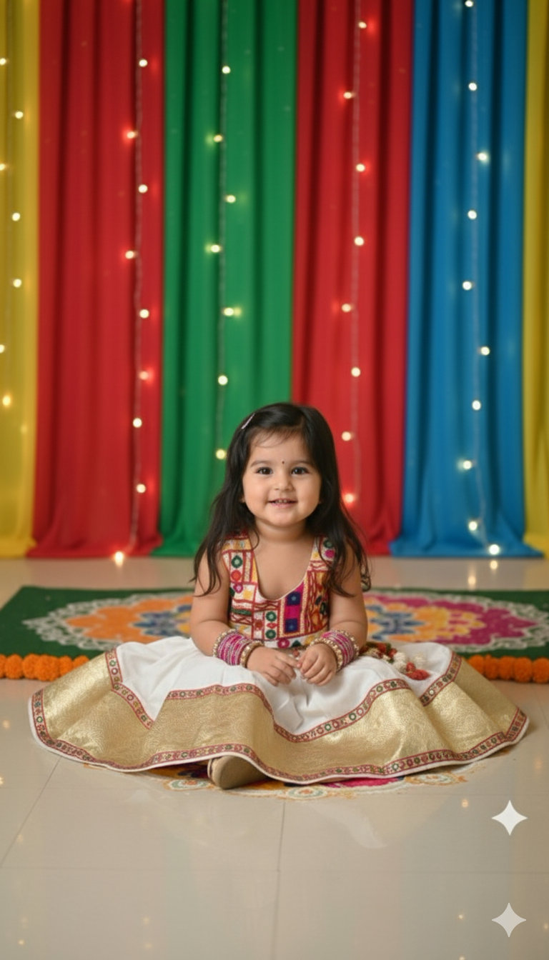 Navratri Lehenga Choli Set - White - Image 4