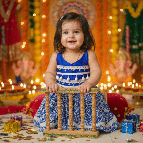 Navratri Lehenga Choli Set – Blue & White