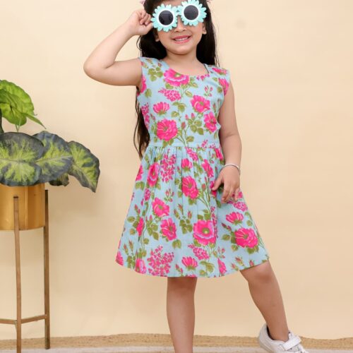 Girls Cotton Floral Dress