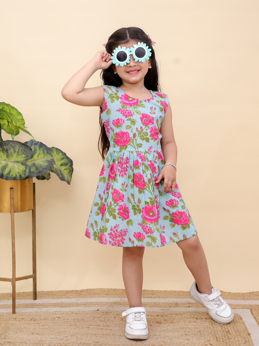 Girls Cotton Floral Dress