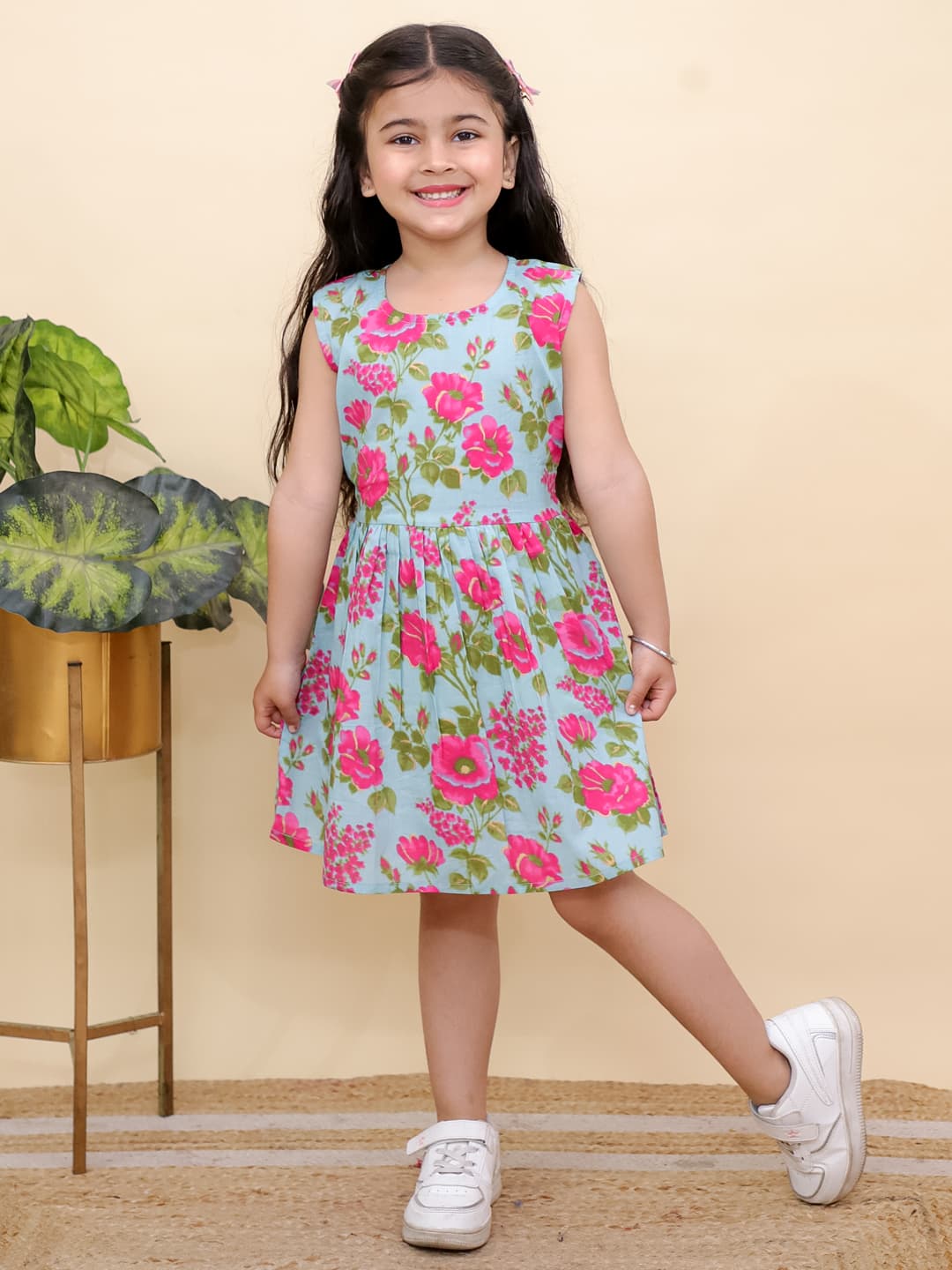 Girls Cotton Floral Dress - Image 2
