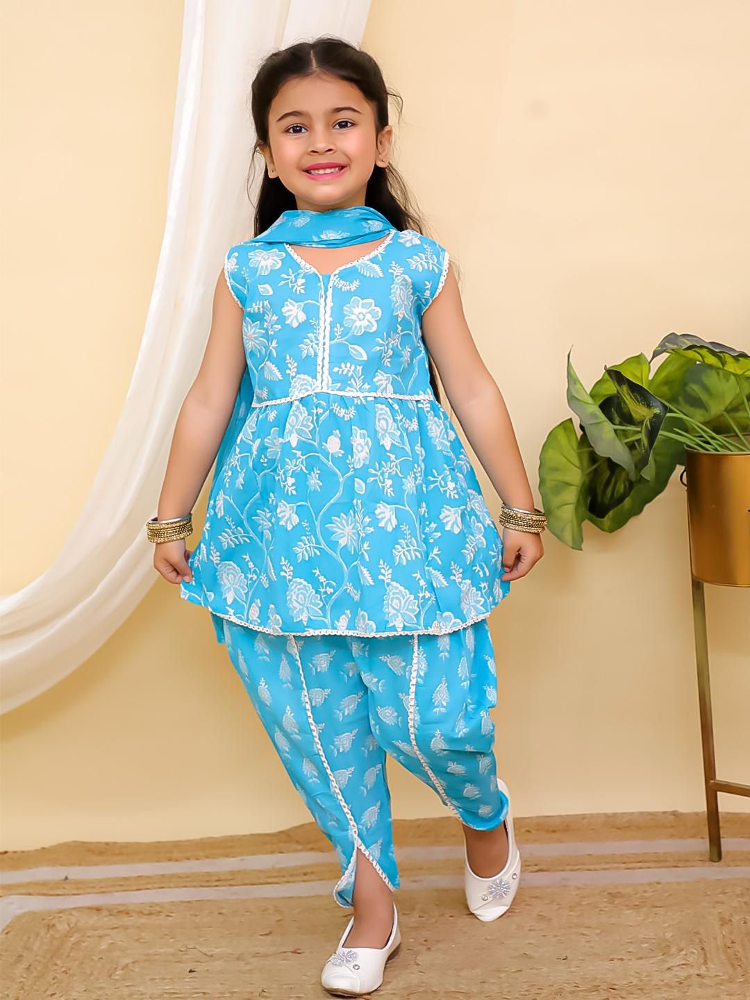 Blue Sibling Set - Kurta Pajama & Dhoti Kurti Set - Image 2